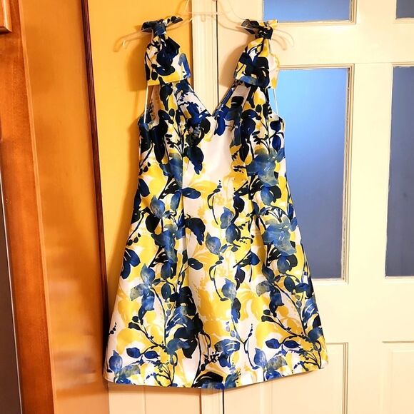 Tyler Boe Penelope Dress Yellow & Blue Size 10 NWT - Picture 1 of 9